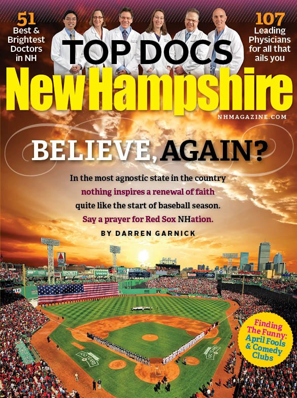 My first cover story for New Hampshire Magazine explores the die-hard subculture of Red Sox fans in the Granite State -- and their state of mind after one of the worst seasons in Sox history. (Cover design by J Porter)